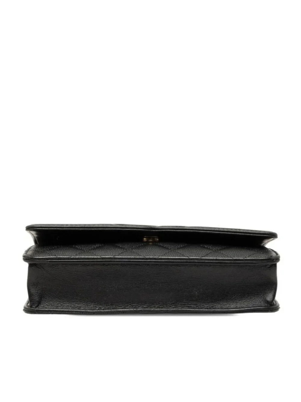 Chanel CC Filigree CC Logo Chain Shoulder Bag Wallet Black Caviar Leather